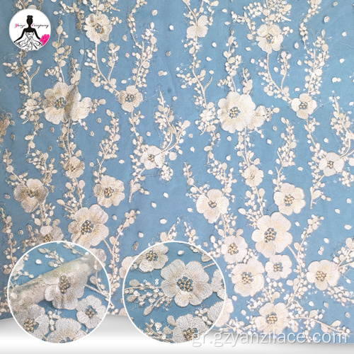 Plum Blossom Κέντημα Transapret Sequin Lace Fabric